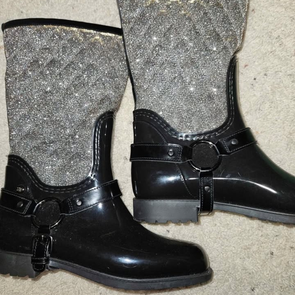 Stuart Weitzman Black and Silver Winter Boots
